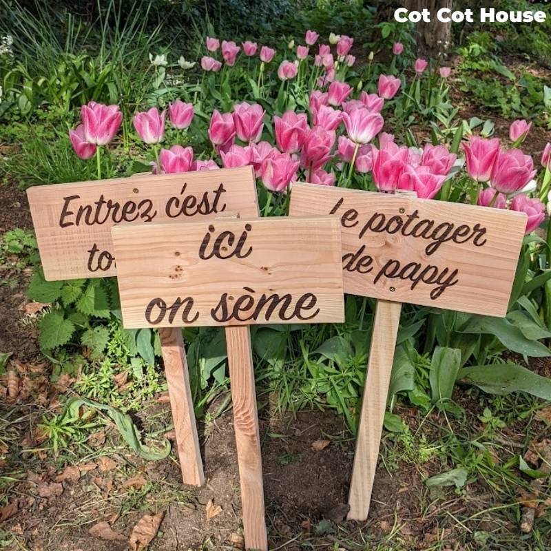 Pancarte en bois gravée extérieur déco - 14 - « le coin des cocottes » - Cot Cot House - Image 2