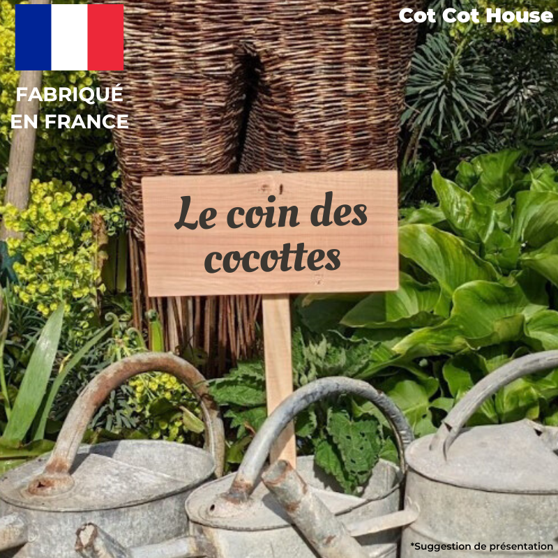 Pancarte en bois gravée extérieur déco - 14 - « le coin des cocottes » - Cot Cot House - Image 1