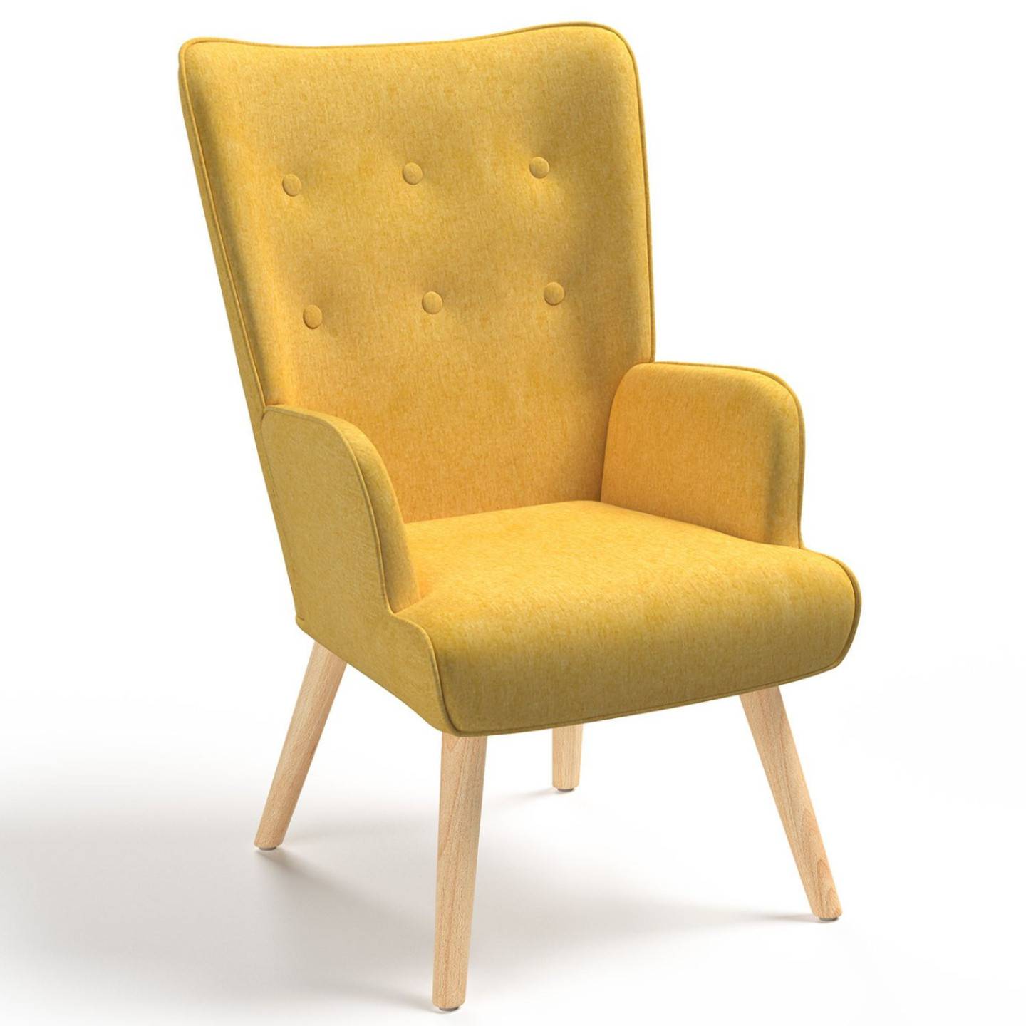 Fauteuil scandinave IVAR en tissu jaune - Image 1