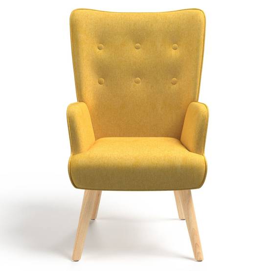 Fauteuil scandinave IVAR en tissu jaune - Image 2
