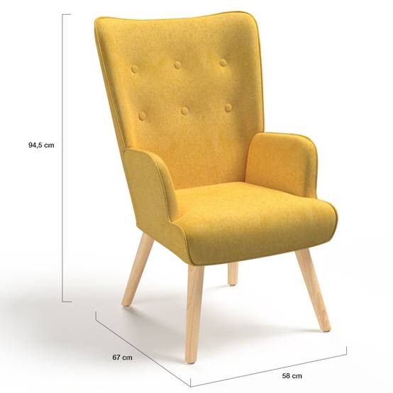 Fauteuil scandinave IVAR en tissu jaune - Image 5