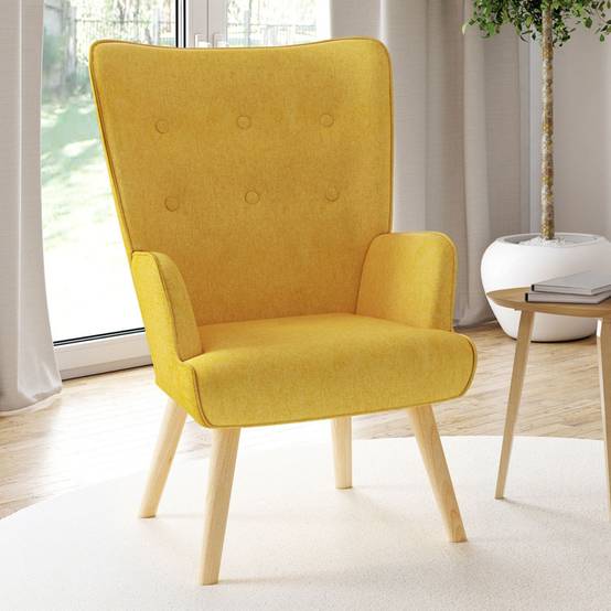 Fauteuil scandinave IVAR en tissu jaune - Image 3