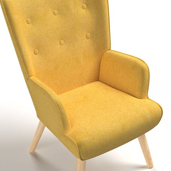 Fauteuil scandinave IVAR en tissu jaune - Image 6