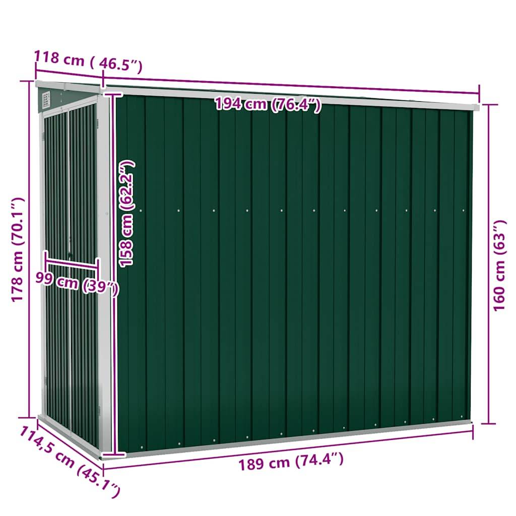 PANGIVO - Abri de jardin mural avec double porte - Acier galvanisé - Vert 118x194x178 cm - Surface au sol 2,29m² - PANGIVO - Image 7