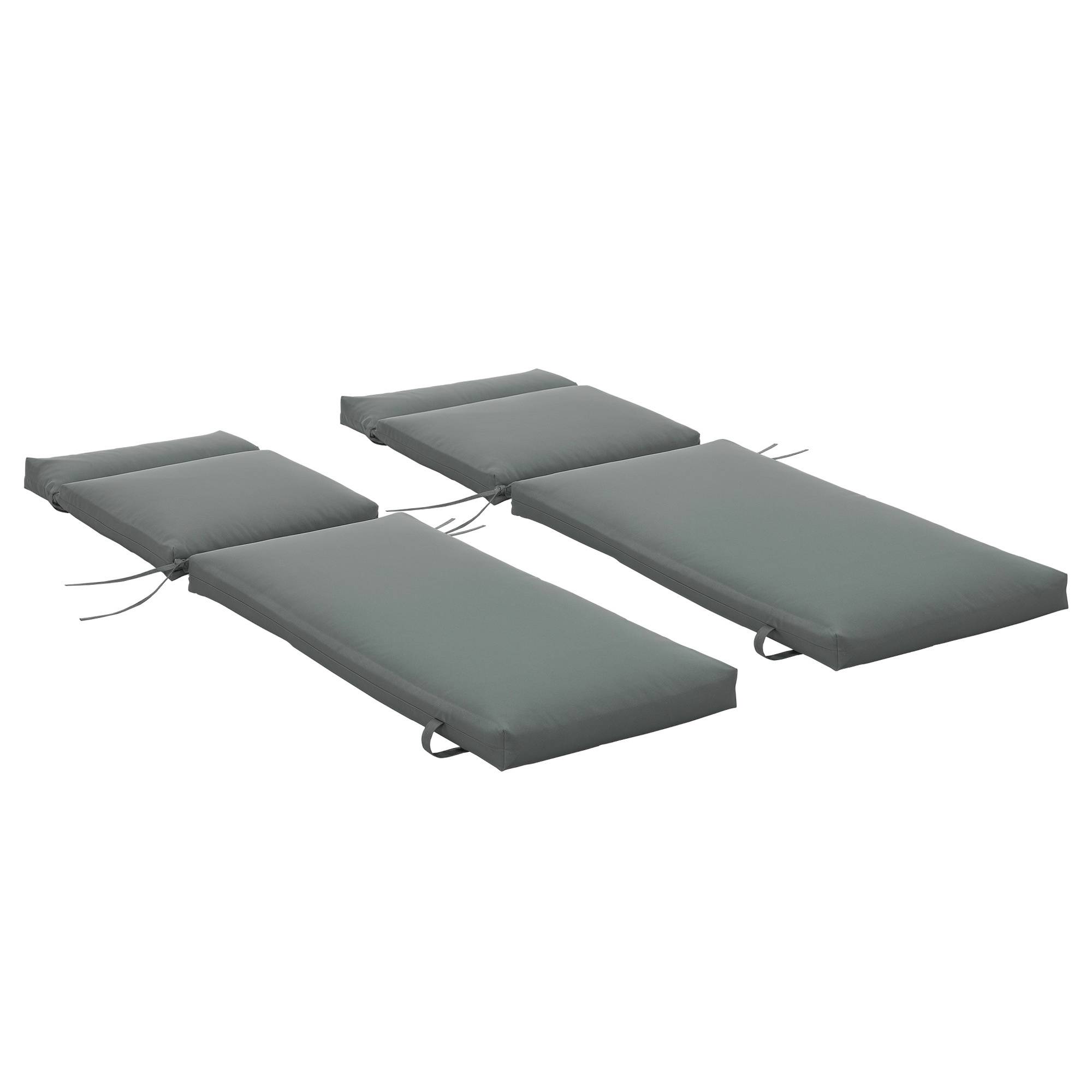 Lot de 2 matelas chaise longue tissu polyester bain de soleil grand confort 196x55cm gris - ComfortXL Outdoor Living - Image 1