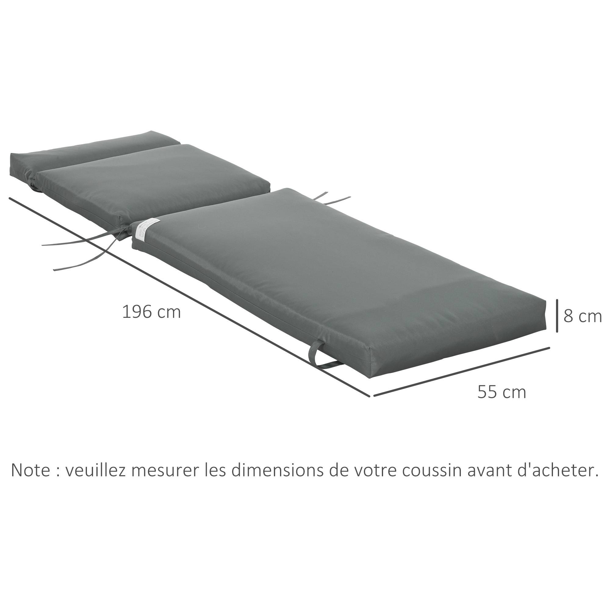 Lot de 2 matelas chaise longue tissu polyester bain de soleil grand confort 196x55cm gris - ComfortXL Outdoor Living - Image 5