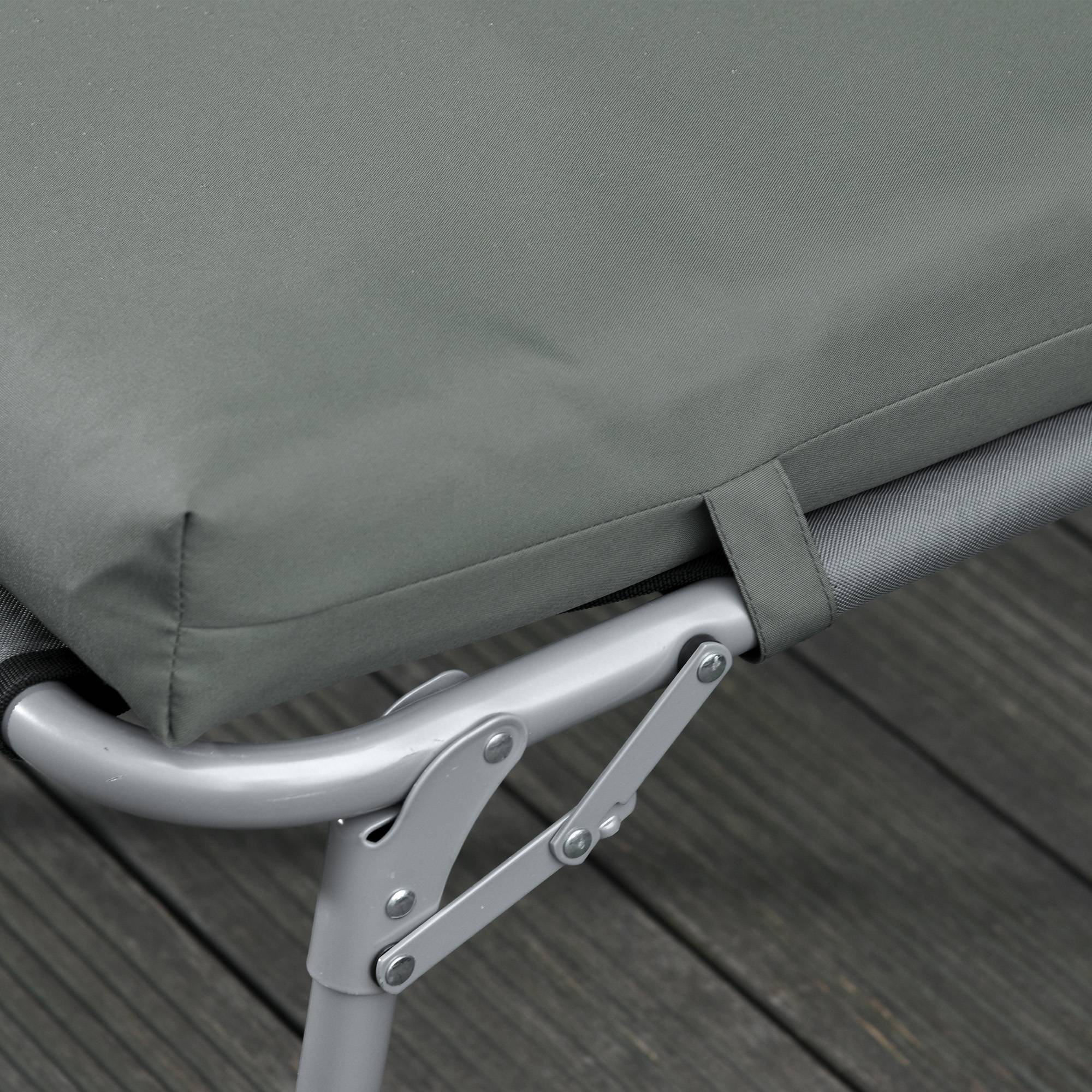 Lot de 2 matelas chaise longue tissu polyester bain de soleil grand confort 196x55cm gris - ComfortXL Outdoor Living - Image 9