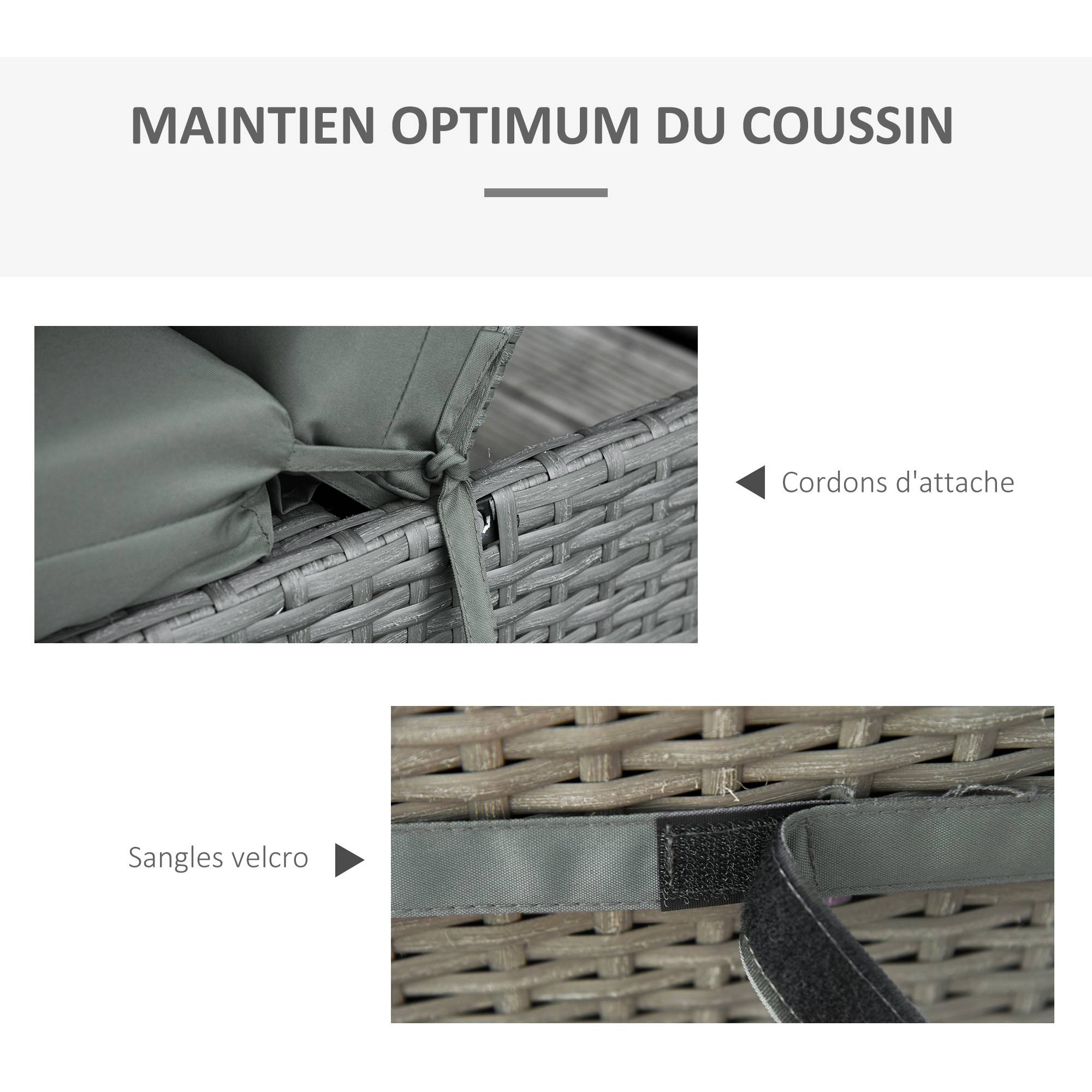 Lot de 2 matelas chaise longue tissu polyester bain de soleil grand confort 196x55cm gris - ComfortXL Outdoor Living - Image 8