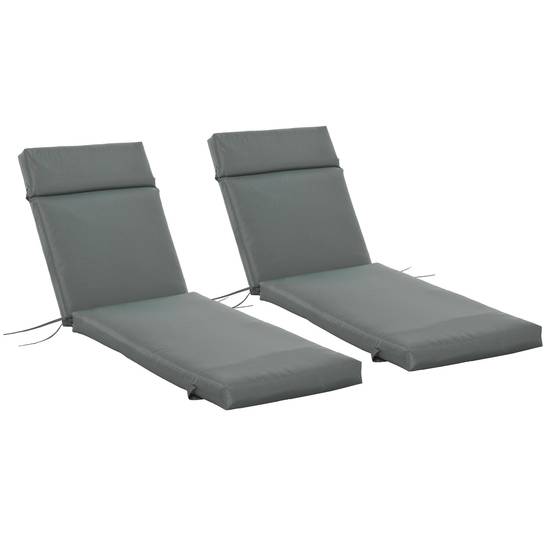 Lot de 2 matelas chaise longue tissu polyester bain de soleil grand confort 196x55cm gris - ComfortXL Outdoor Living - Image 2