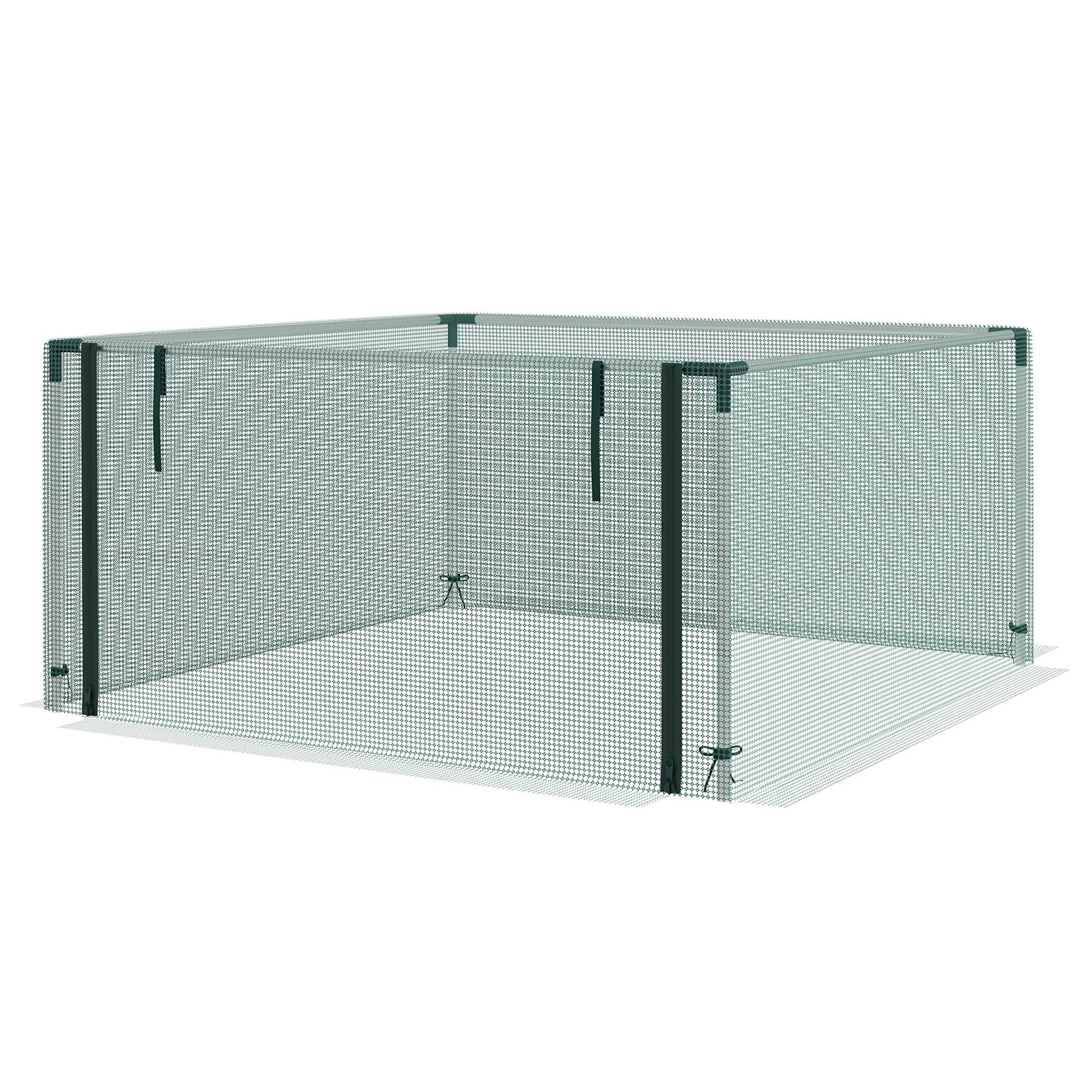 ComfortXL - Filet de protection potager acier galvanisé HDPE vert 125 x 125 x 62,5 cm avec porte zippée anti-oiseaux - Image 2