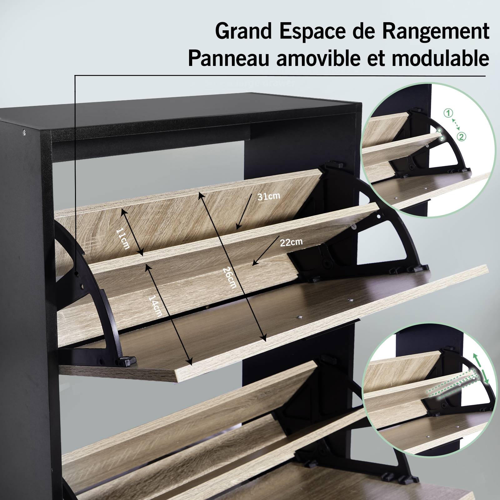 Meuble à Chaussures Moderne 5 Abattants - 15 Paires CASABEL - Image 6