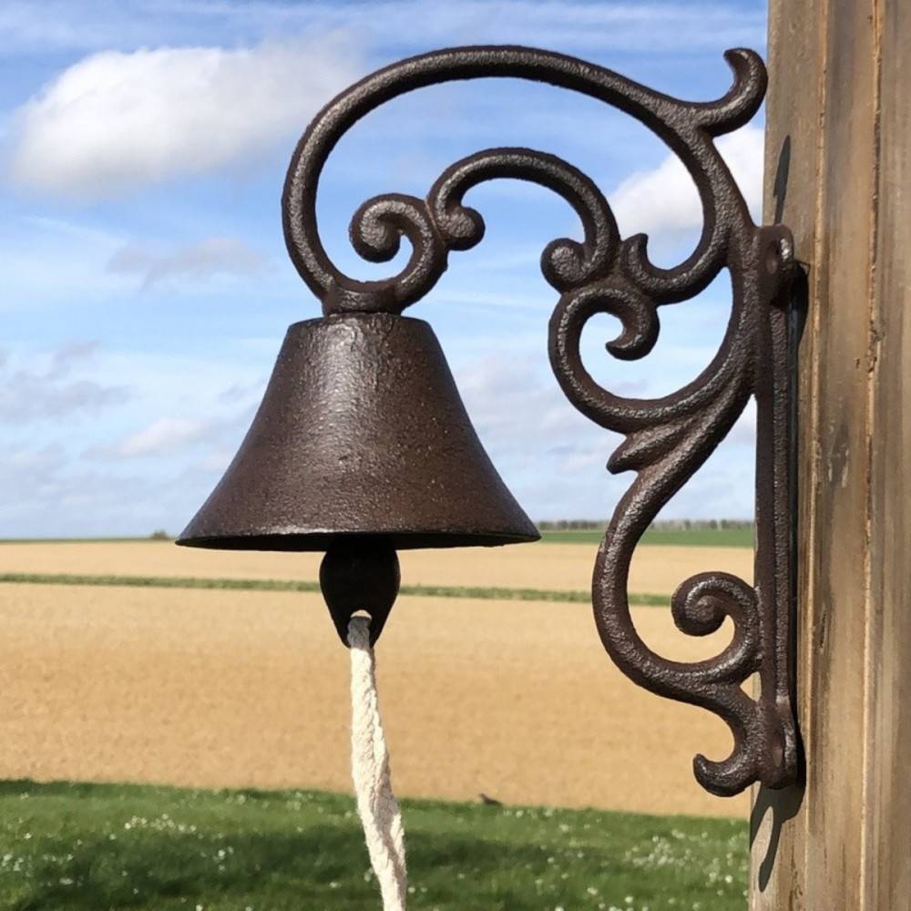 Chemin De Campagne - Cloche de jardin de porte ancienne fonte marron 17x21cm Chemin de campagne - Imagen 2
