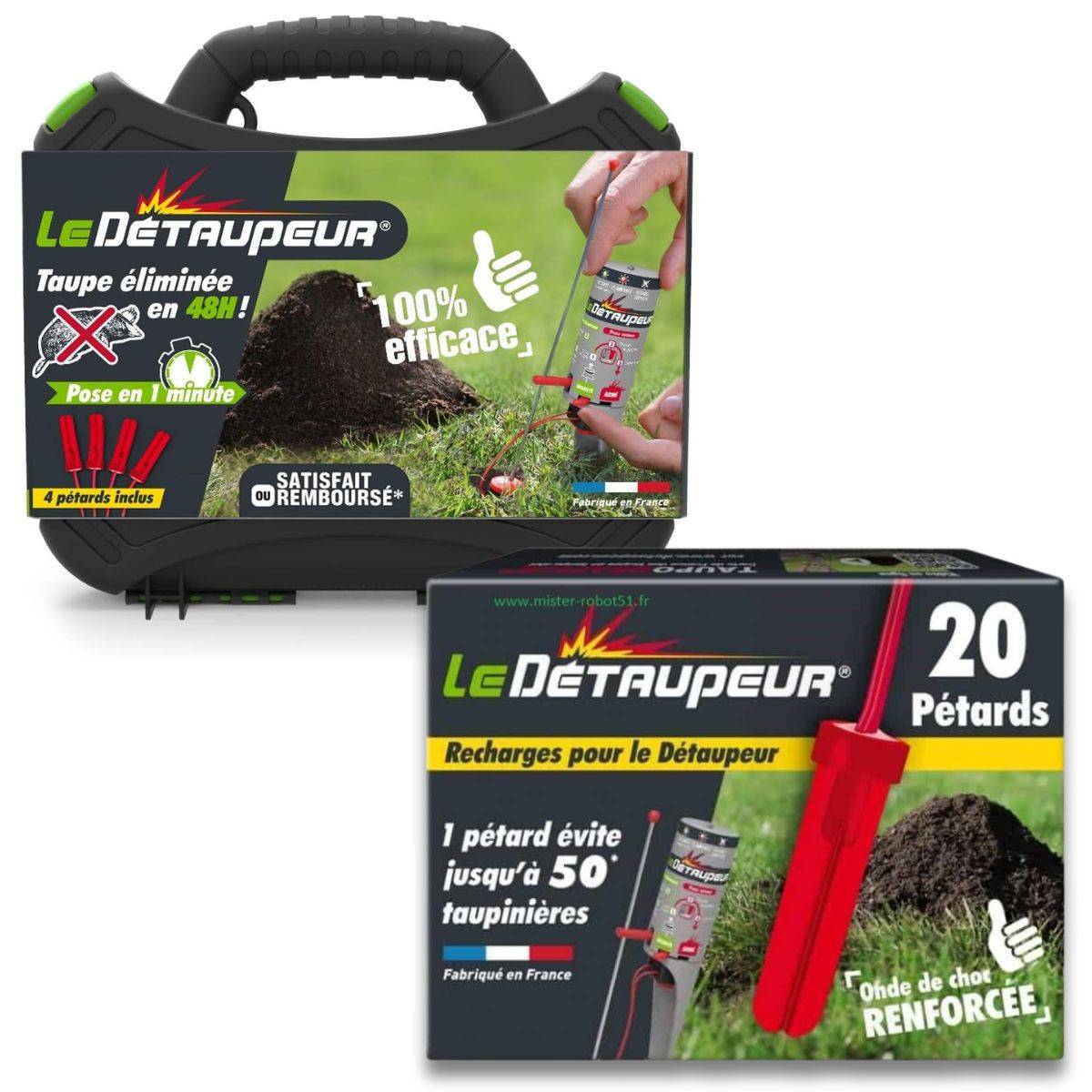 Kit Complet DETAUPEUR Valisette + 24 Recharges - Piège Anti Taupe Professionnel - Image 1