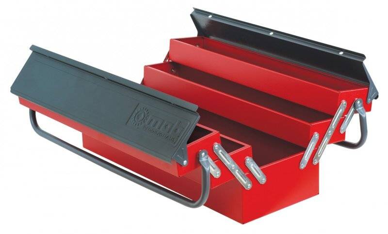 Boîte à outils métallique 5 compartiments bicolore - MOB - Image 1