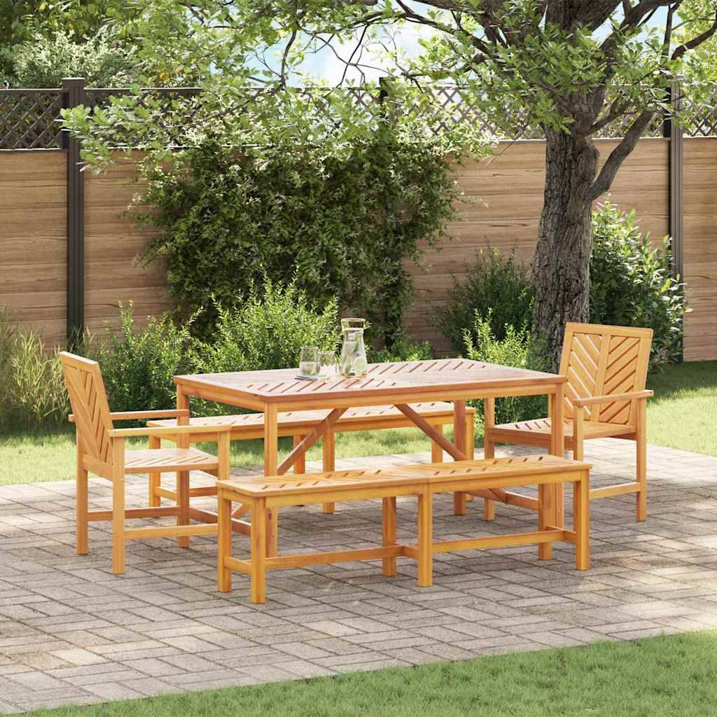 Ensemble de salle à manger jardin bois d'acacia massif huilé marron 150 x 90 x 74 cm (5 pièces), Poids :66.6kg - PANGIVO - Image 1