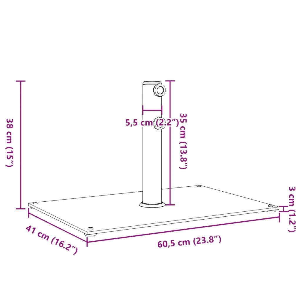 Helloshop26 - Base de parasol rectangulaire stabilisante avec 3 adaptateurs 60,5 x 41 x 38 cm en acier blanc - Image 7