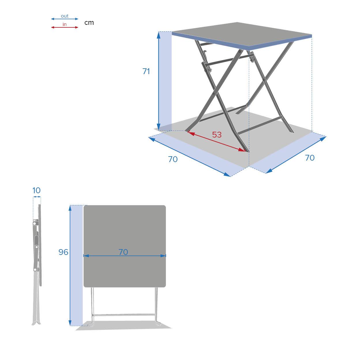 Hesperide - Table de jardin pliante carrée "Greensboro" vert jade 2 places en acier traité époxy Hespéride - Imagen 6