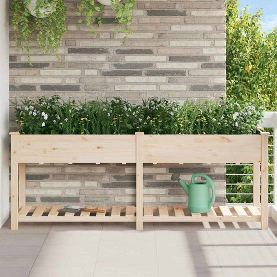 Cache-pot, Pot De Fleurs avec étagère Beige 203 x 53 x 76.5 cm g368 - Image 2