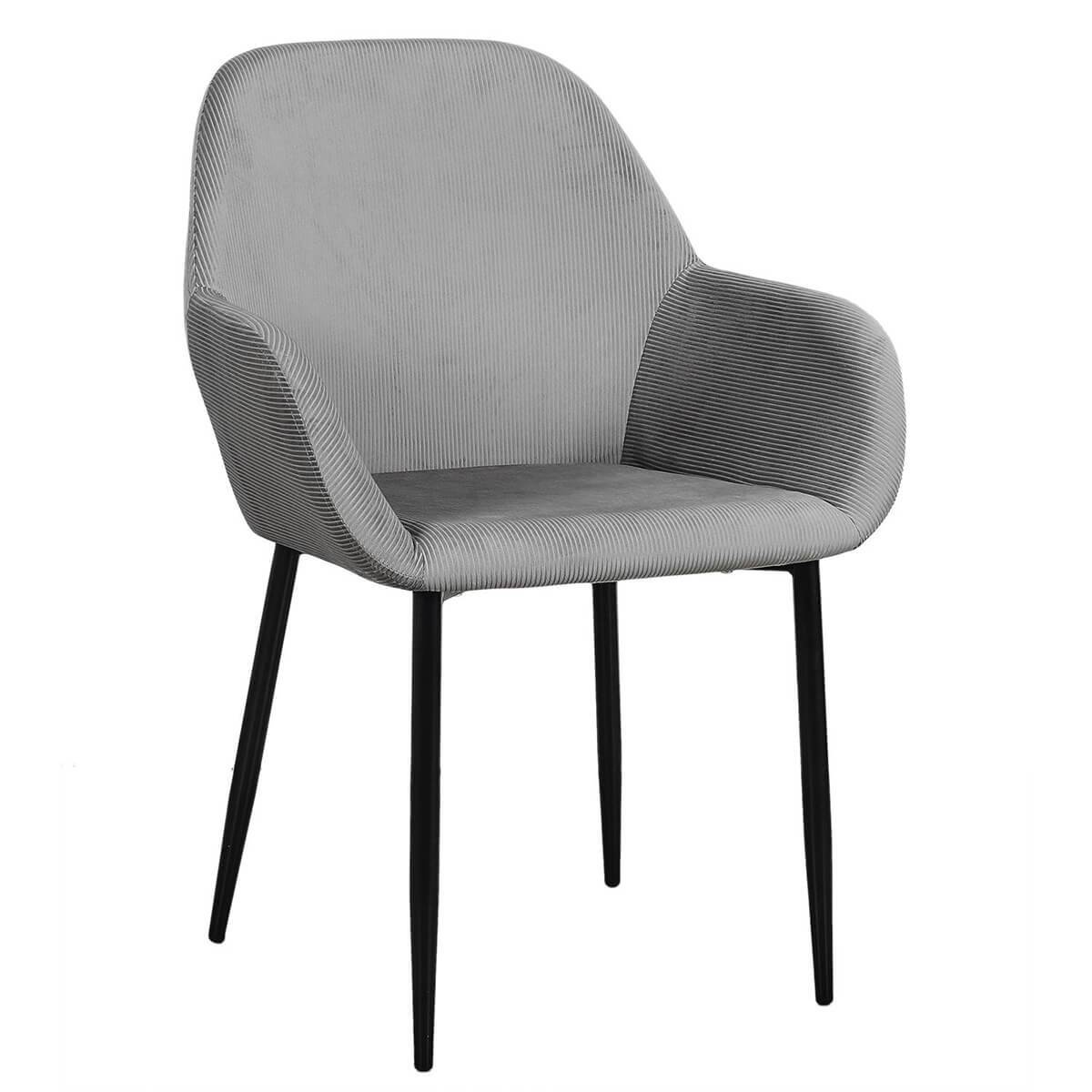 ALTOBUY - Lot de 6 Fauteuils Velours Côtelé Gris - ALESSIA - Image 3