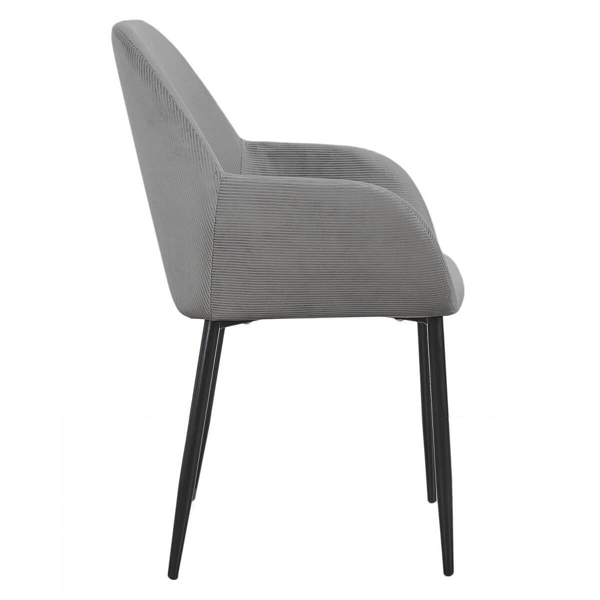 ALTOBUY - Lot de 6 Fauteuils Velours Côtelé Gris - ALESSIA - Image 5