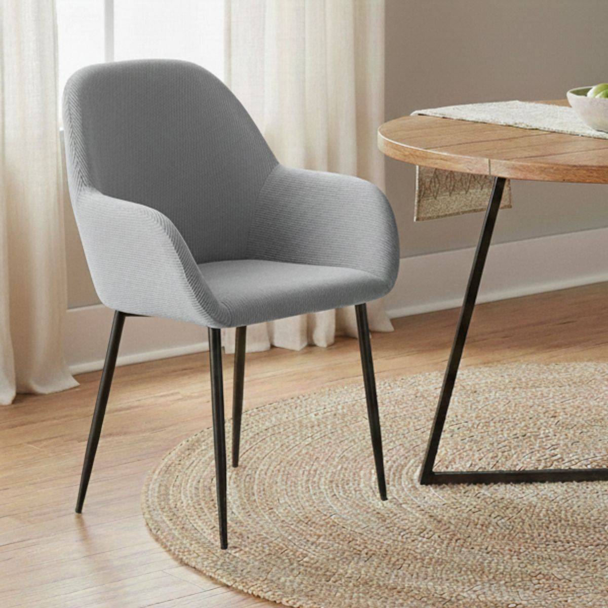 ALTOBUY - Lot de 6 Fauteuils Velours Côtelé Gris - ALESSIA - Image 2
