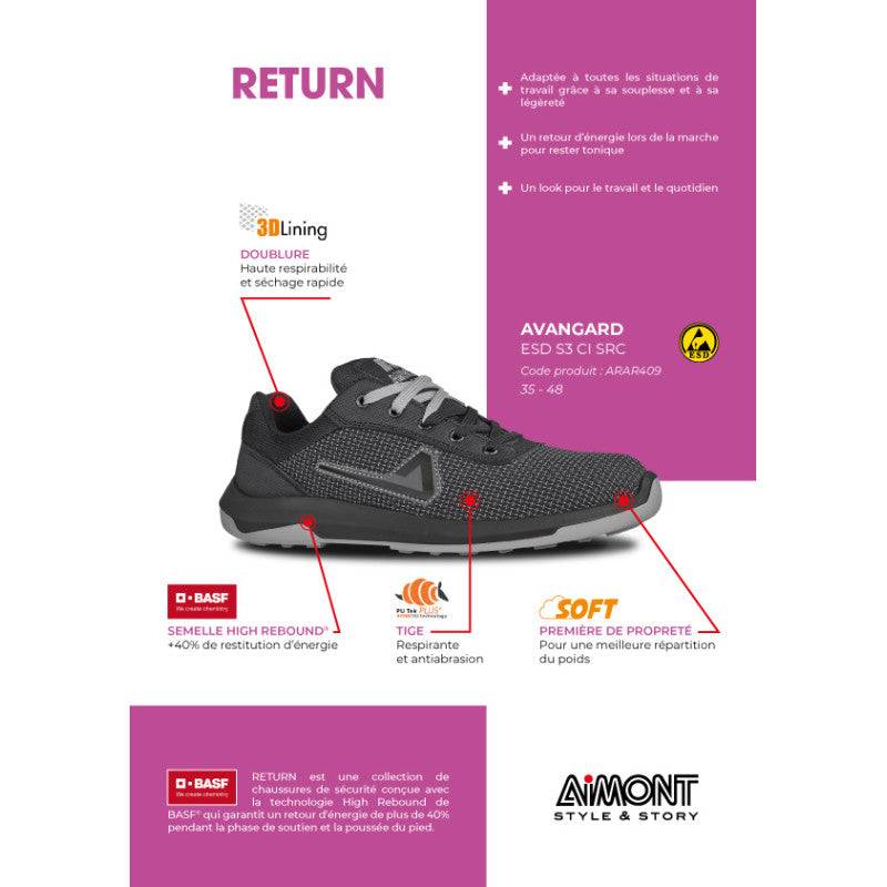 Aimont - Chaussures de sécurité basse AVANGARD S3 CI SRC ESD | ARAR409 - Aimont - Imagen 3