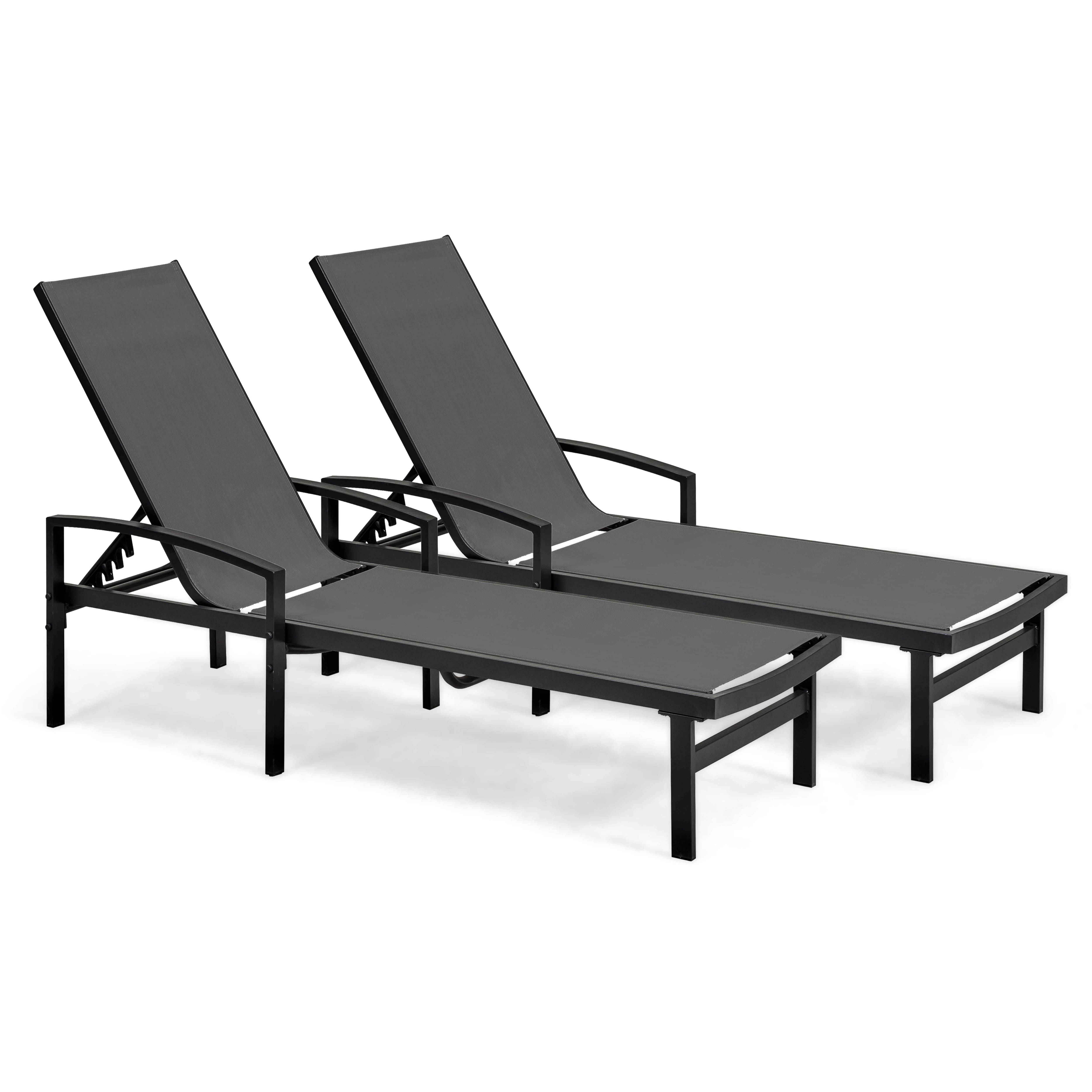 Oviala - Lot de 2 bains de soleil en aluminium gris Oléron - Oviala - Imagen 1