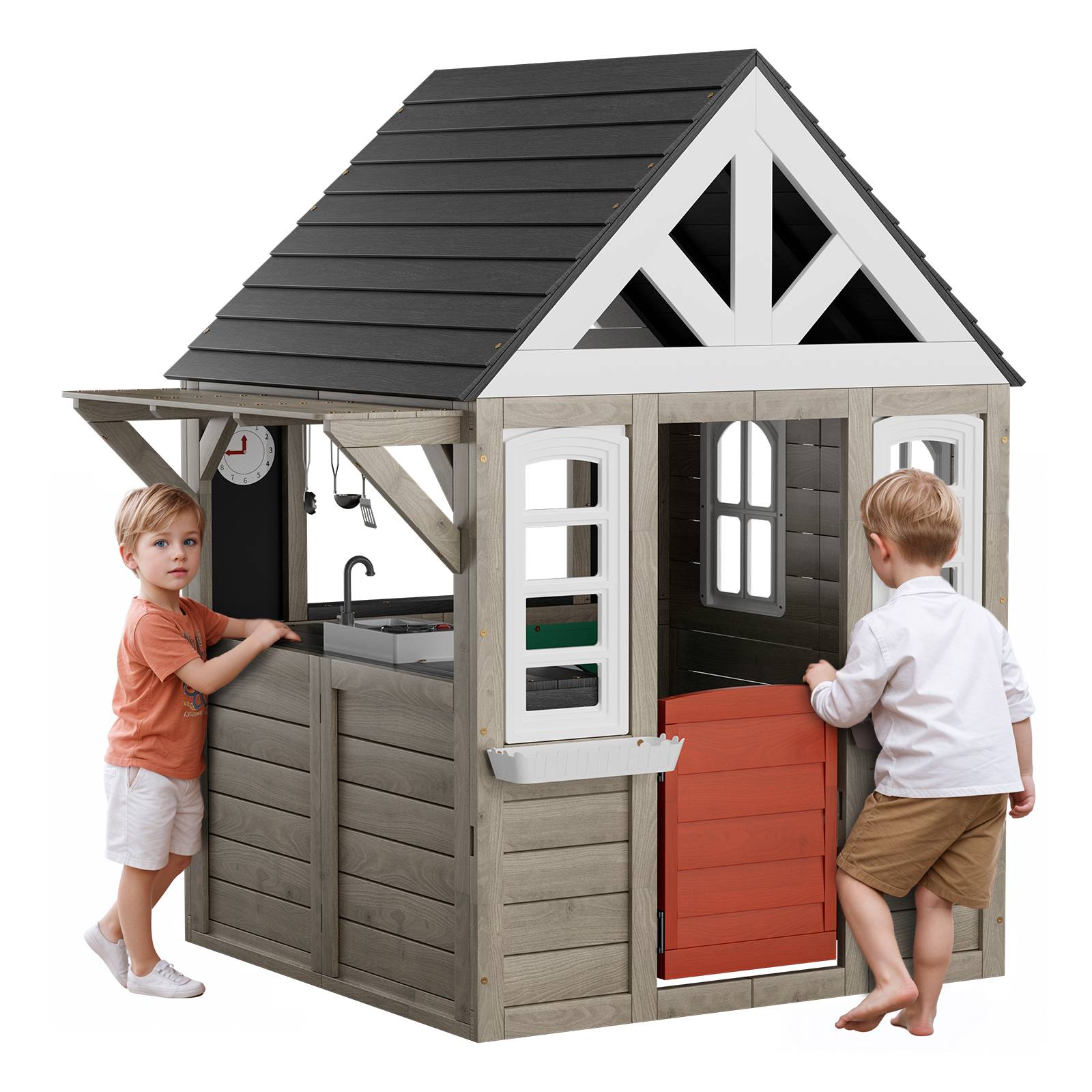 Vevor - Maisonnette extérieure en cèdre VEVOR 1,40 x 1,26 x 1,66 m, cuisine intégrée - Image 1
