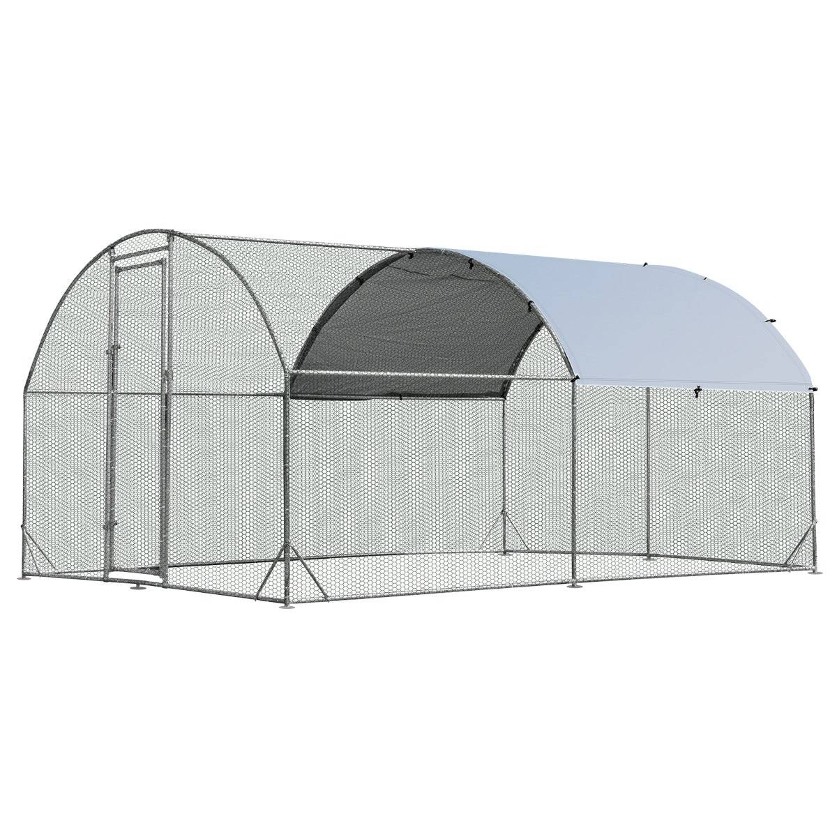 Helloshop26 - Enclos poulailler en métal galvanisé 380 x 280 cm avec housse supérieure en tissu oxford parc grillagé pour poulet canard lapin - Imagen 1