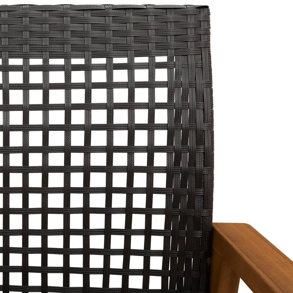 Ensemble de bistro 3 pcs noir résine tressée et bois d'acacia Maison Chic - Image 8