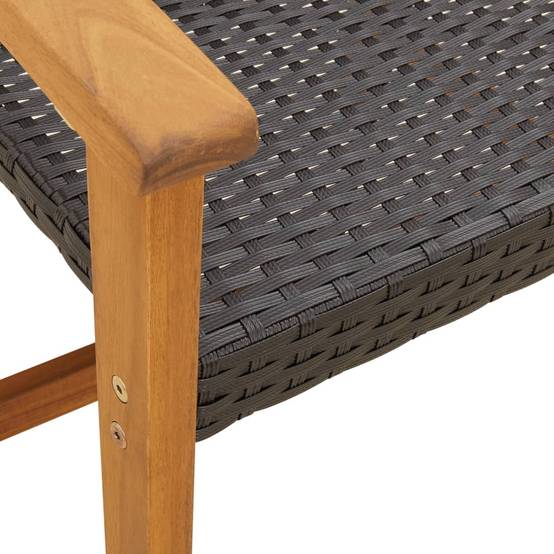 Ensemble de bistro 3 pcs noir résine tressée et bois d'acacia Maison Chic - Image 7