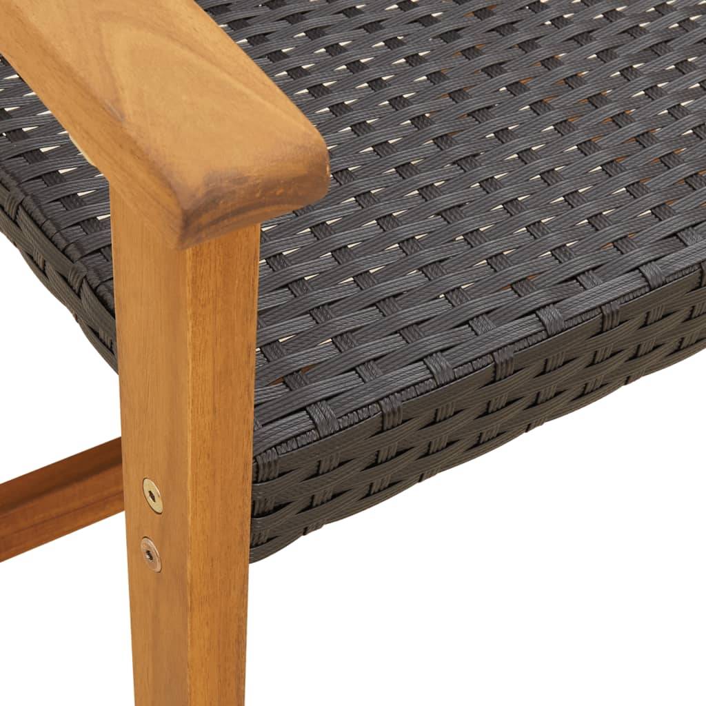 Ensemble de bistro 3 pcs noir résine tressée et bois d'acacia Maison Chic - Image 7