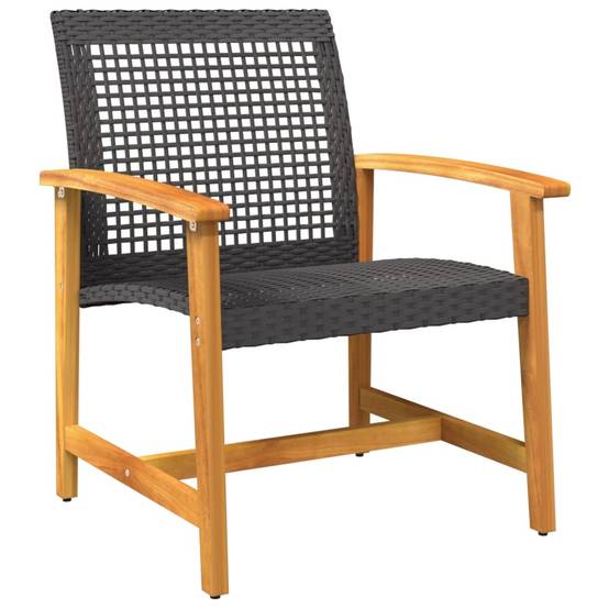 Ensemble de bistro 3 pcs noir résine tressée et bois d'acacia Maison Chic - Image 4