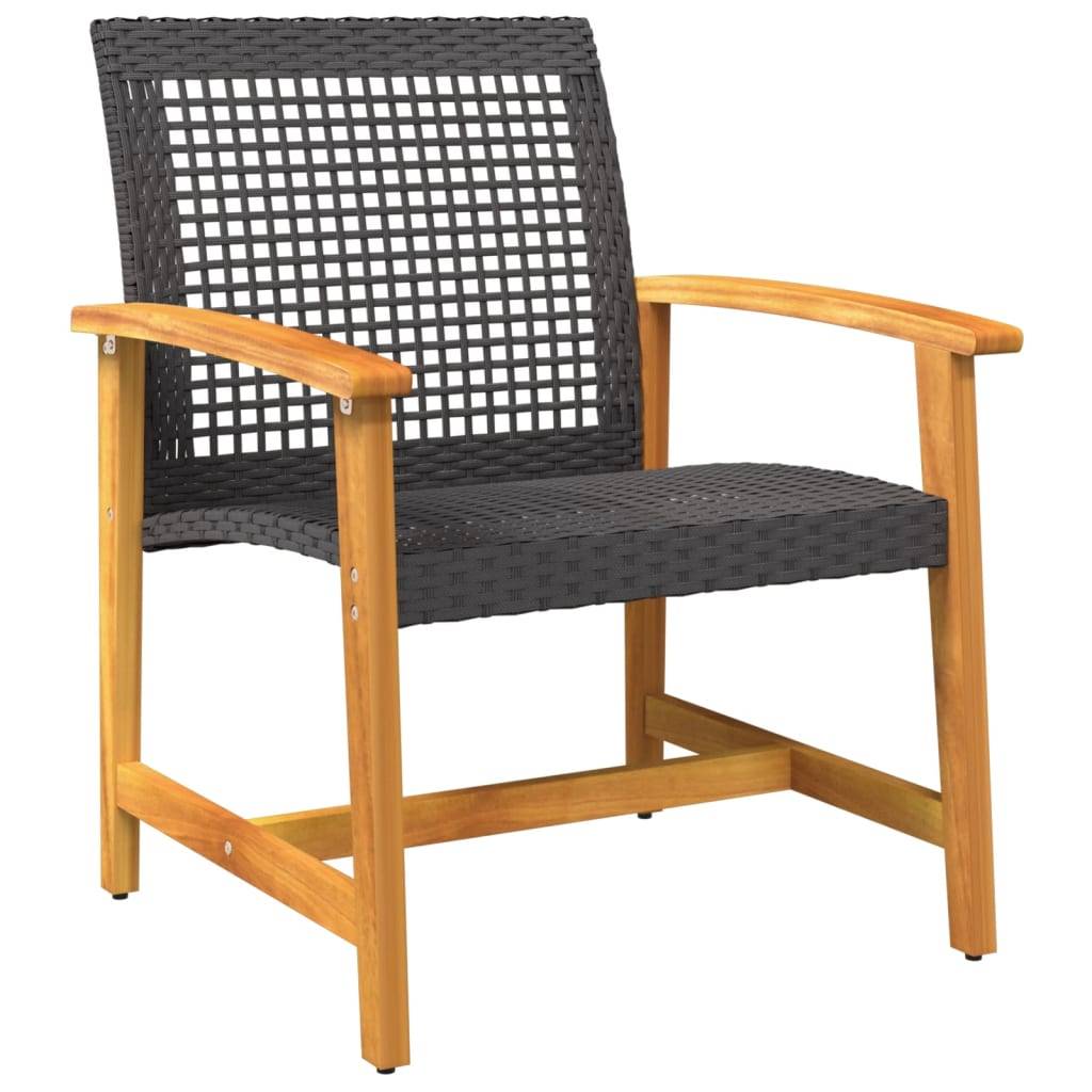 Ensemble de bistro 3 pcs noir résine tressée et bois d'acacia Maison Chic - Image 4