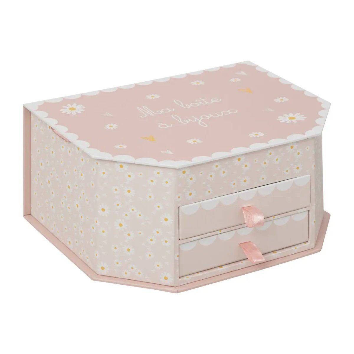 Boîte à Bijoux 2 Tiroirs "Lana" 21cm Rose - Image 1