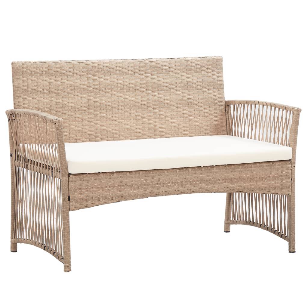 Helloshop26 - Salon de jardin meuble d'extérieur ensemble de mobilier 4 pièces avec coussins résine tressée beige - Imagen 7