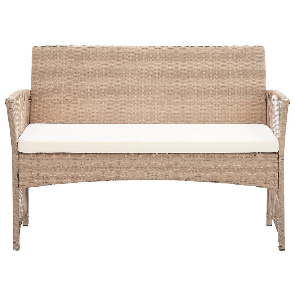 Helloshop26 - Salon de jardin meuble d'extérieur ensemble de mobilier 4 pièces avec coussins résine tressée beige - Imagen 8