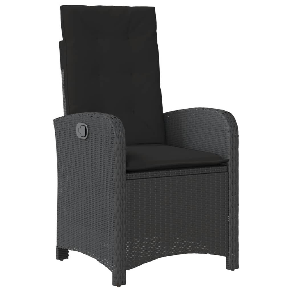 Salon de Jardin pour Balcon 2 Places, Fauteuils Noirs à Dossier Réglable et Table Carrée Design Verre – ComfortXL Outdoor Living - Image 4