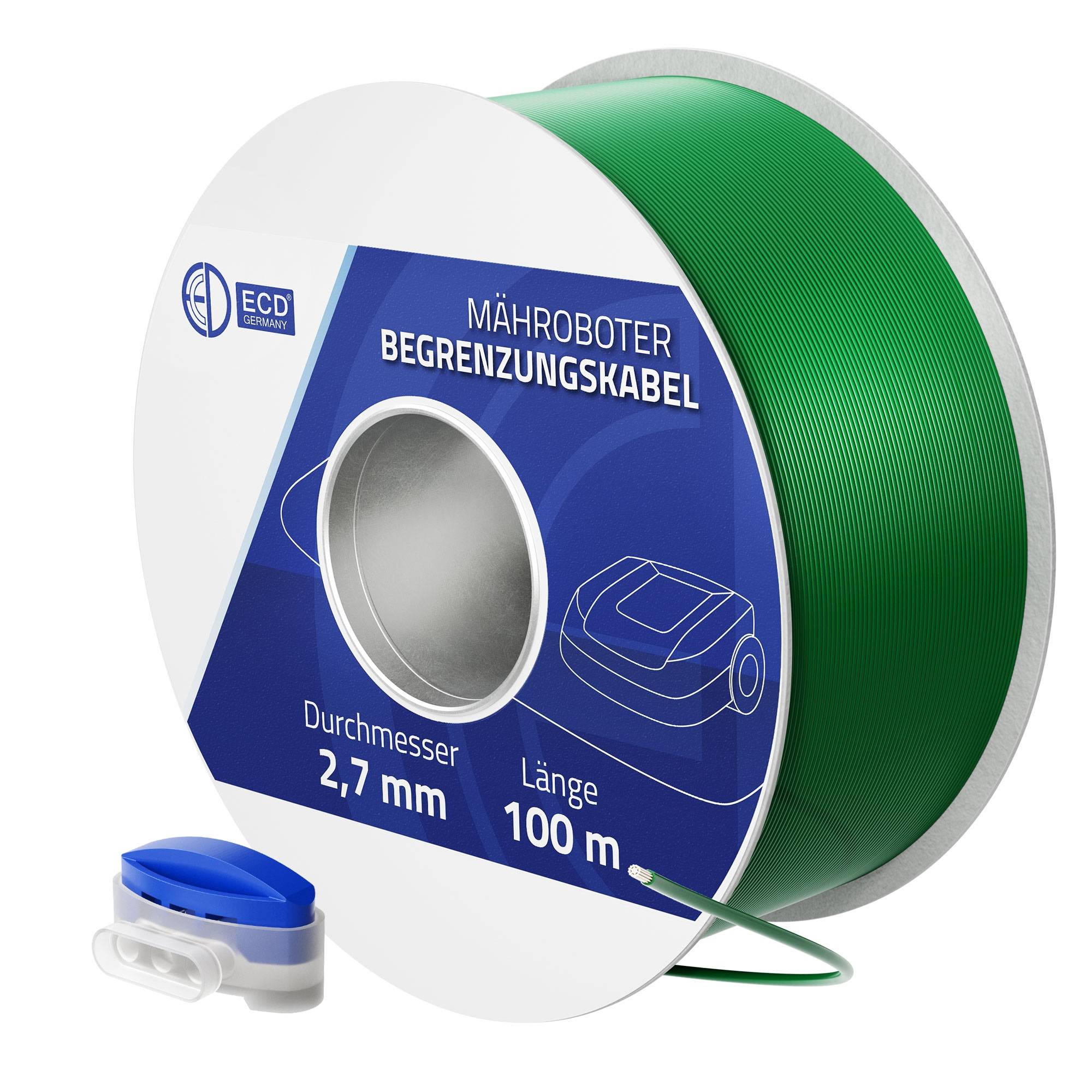 Câble Périphérique Universel pour Tondeuse-Robot, 100m, 12 Connecteurs de Câble, Ø 2,7 mm, Fils d'Aluminium Étamés et Cuivrés - Image 1