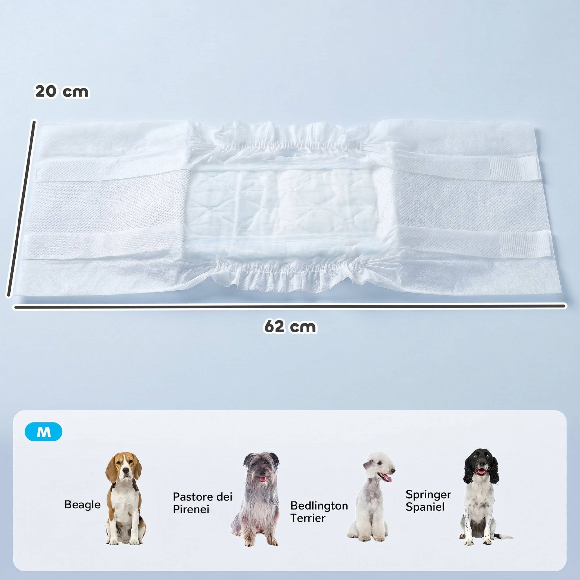 Sans Marque - Couches absorbantes pour chiens mâles, 48 pièces, 62 x 20 cm, blanches - Image 5