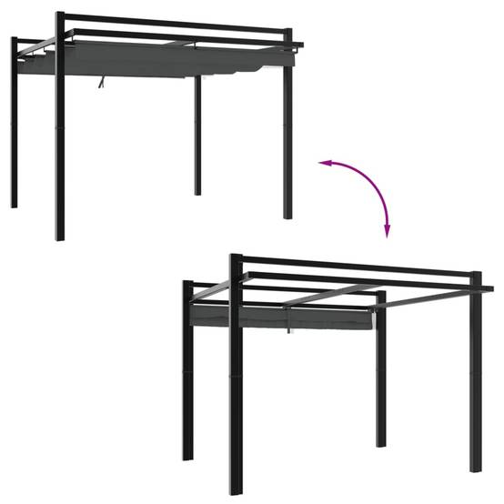 Tonnelle Moderne Aluminium 3x3 m Toit Coulissant Anti-UV pour Extérieur Anthracite – ComfortXL Outdoor Living - Image 3