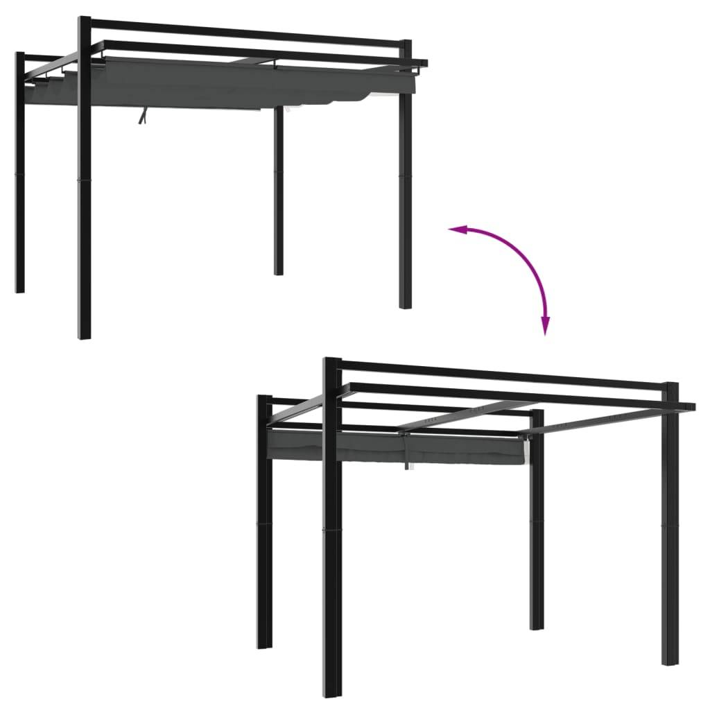 Tonnelle Moderne Aluminium 3x3 m Toit Coulissant Anti-UV pour Extérieur Anthracite – ComfortXL Outdoor Living - Image 3