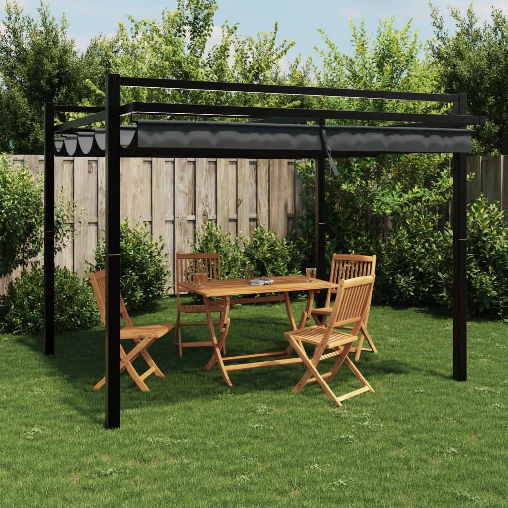 Tonnelle Moderne Aluminium 3x3 m Toit Coulissant Anti-UV pour Extérieur Anthracite – ComfortXL Outdoor Living - Image 1