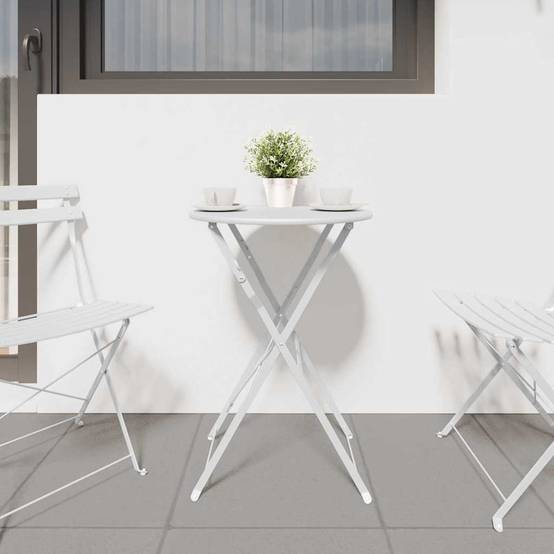 Table de jardin | Table bistrot Blanc Ø 50 x 71 cm Acier revêtu de poudre - Image 3
