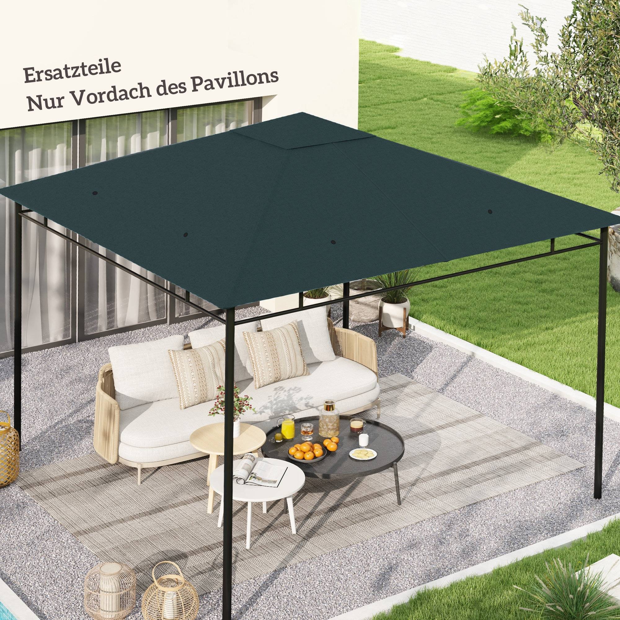 Toit remplacement pavillon jardin polyester 2,98x2,98 m gris foncé - Image 10
