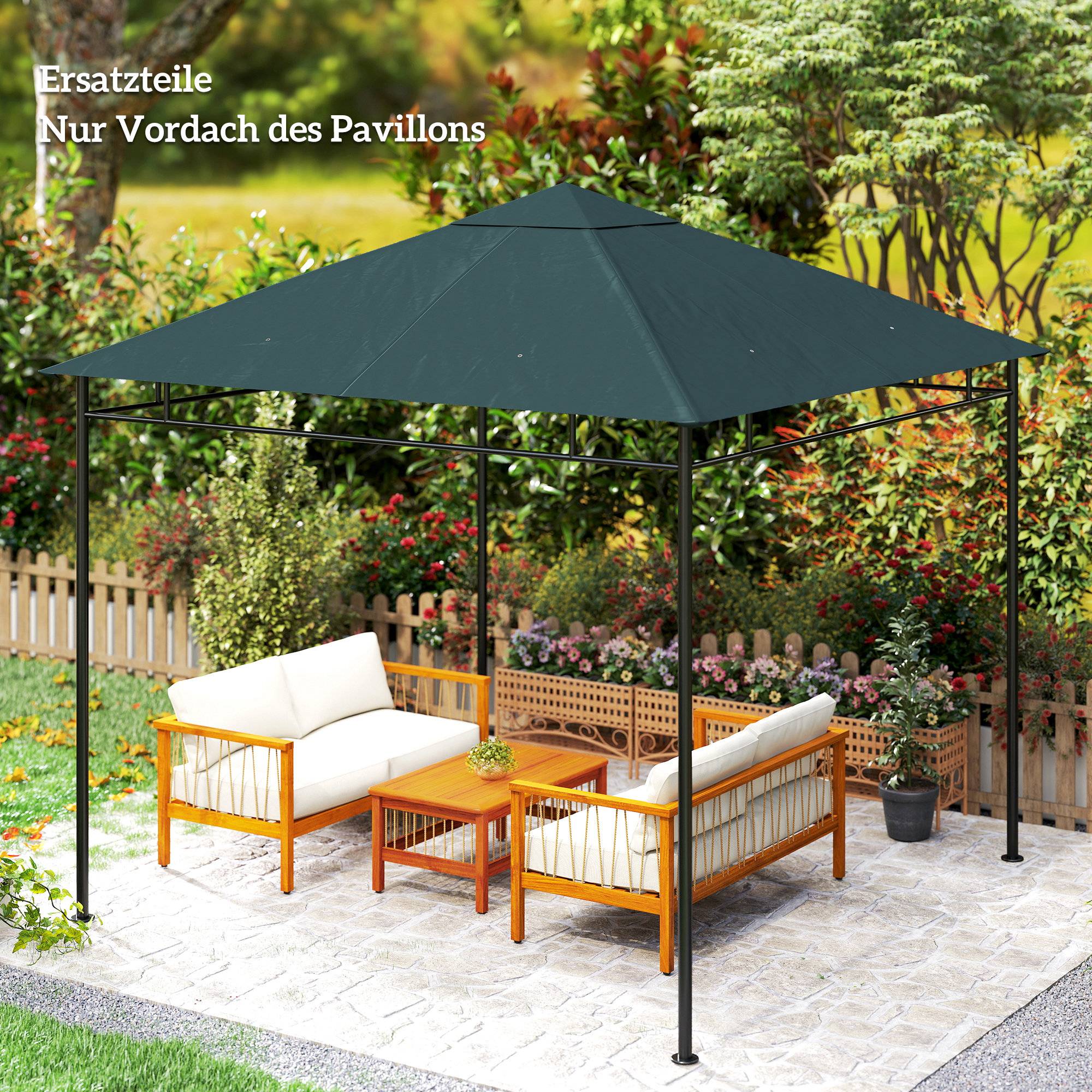 Toit remplacement pavillon jardin polyester 2,98x2,98 m gris foncé - Image 4