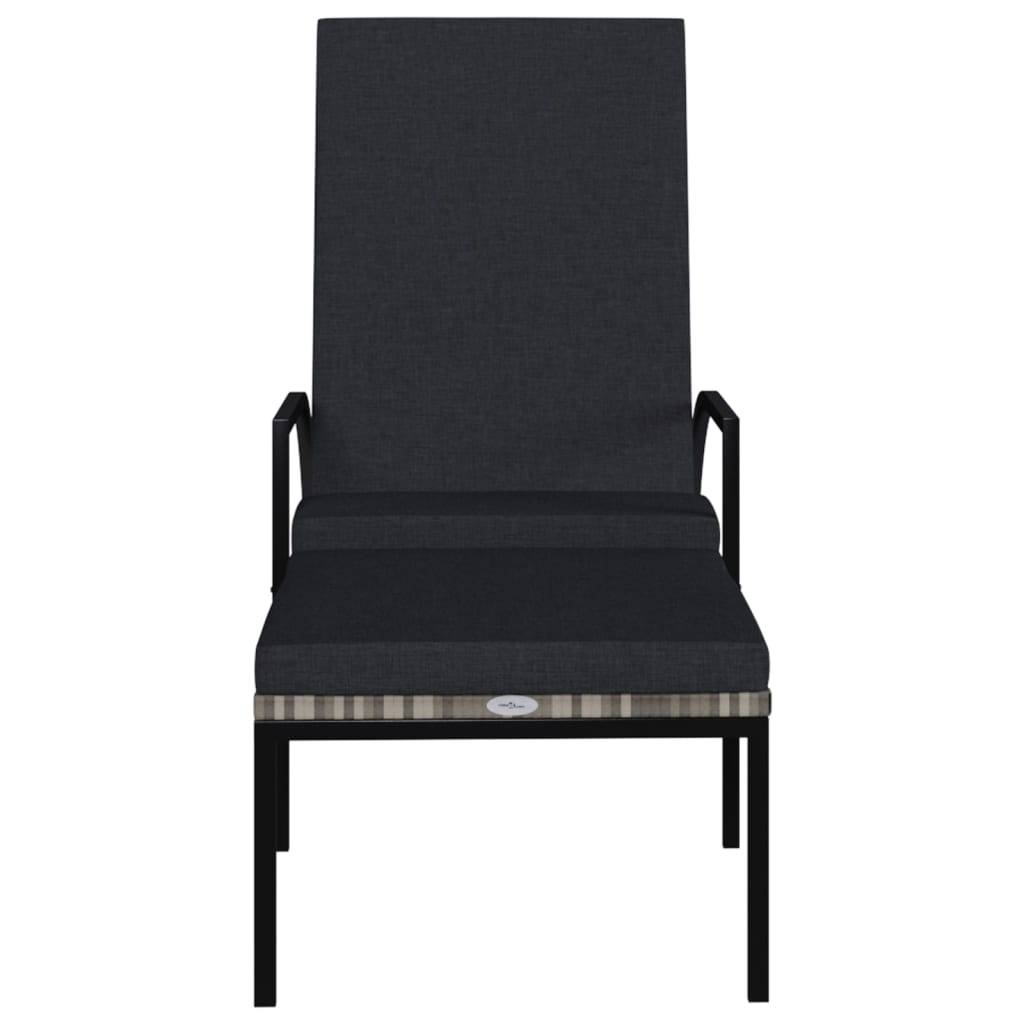 Helloshop26 - Lot de deux chaises longues transat avec repose-pied résine tressée gris - Imagen 2