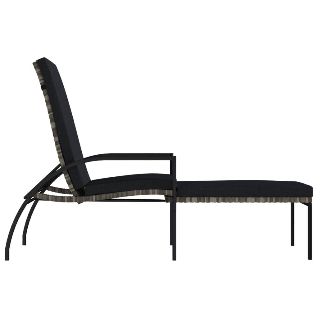 Helloshop26 - Lot de deux chaises longues transat avec repose-pied résine tressée gris - Imagen 3