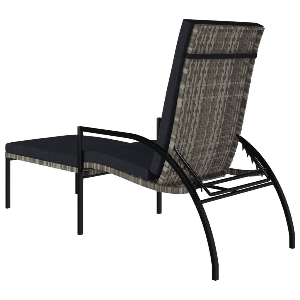 Helloshop26 - Lot de deux chaises longues transat avec repose-pied résine tressée gris - Imagen 4