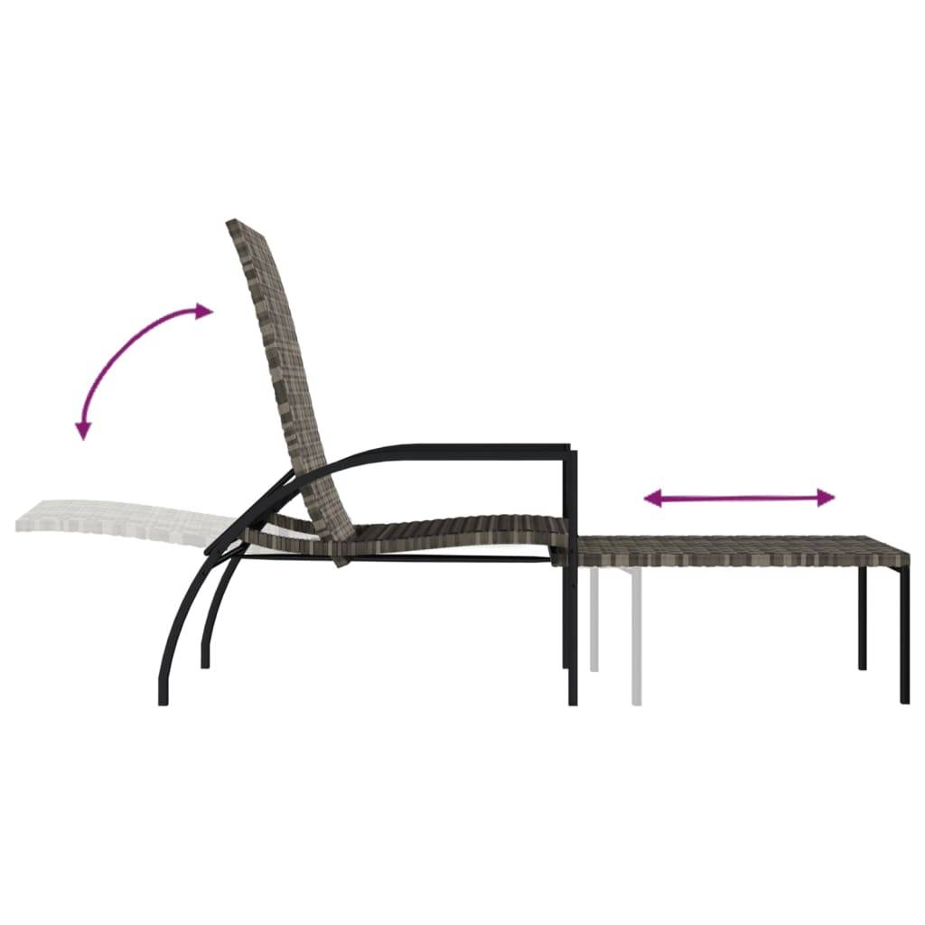 Helloshop26 - Lot de deux chaises longues transat avec repose-pied résine tressée gris - Imagen 6